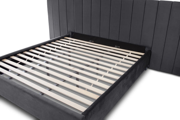 Extended Bed Frame & Mattress Bundle (Super King, King, Queen, Double) - Mayfair Charcoal Velvet