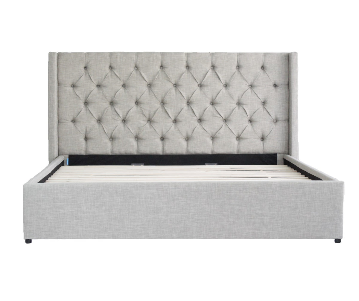 Bed Frame (Super King, King, Queen) - Milano Royale (Light Grey Fabric)