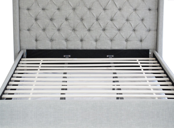 Bed Frame (Super King, King, Queen) - Milano Royale (Light Grey Fabric)