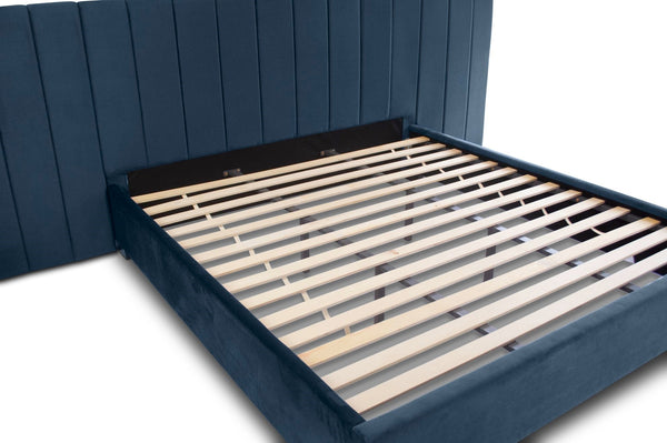 Extended Bed Frame & Mattress Bundle (Super King, King, Queen, Double) - Mayfair Blue Velvet