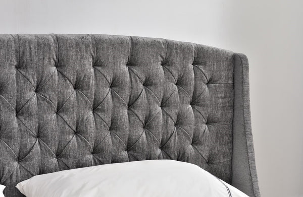 Bed Head Winged Headboard (Super King, King, Queen) - Hampton Elite (Chenille Silver)
