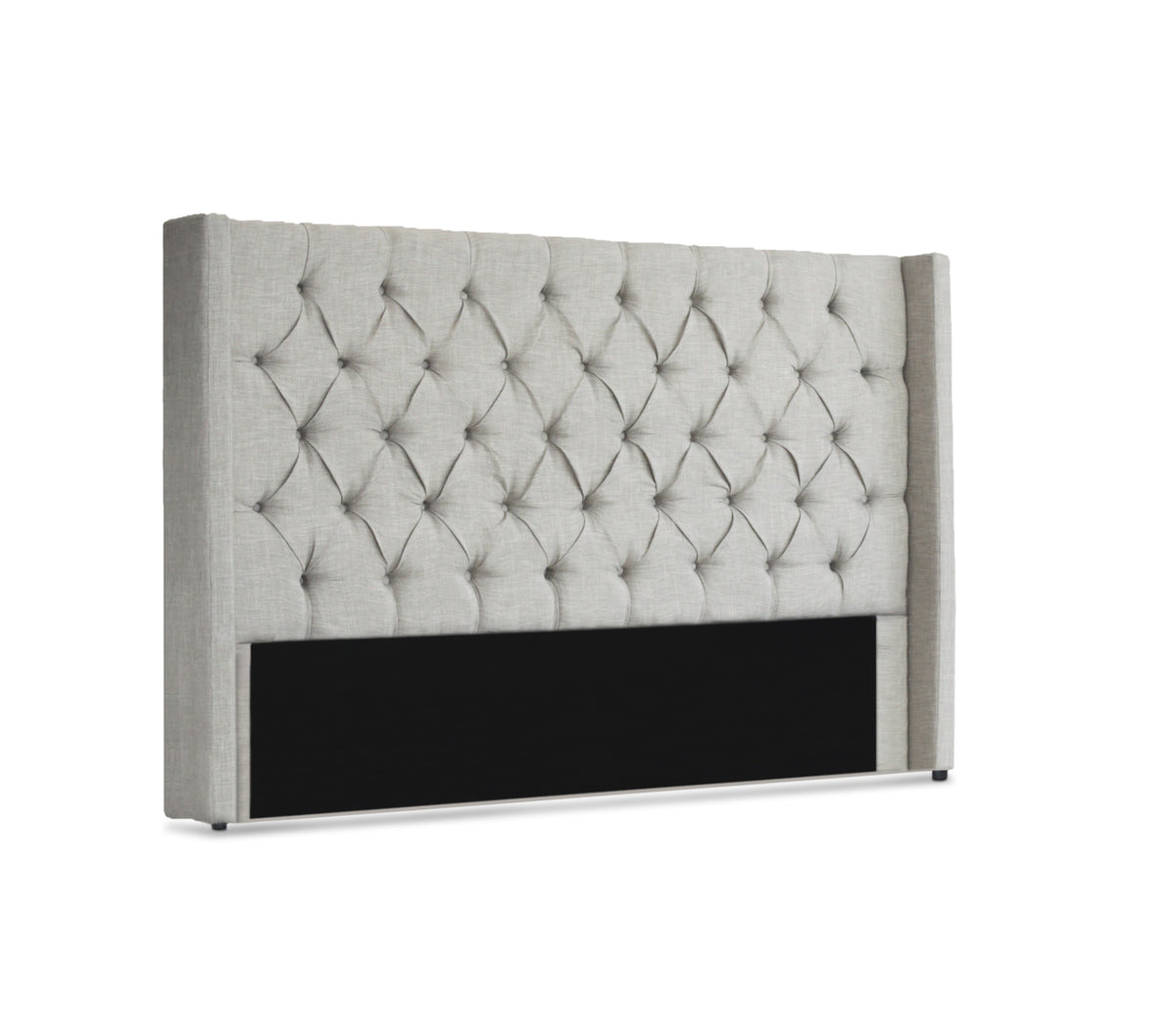 Bed Head Winged Headboard - Milano Royale Light Grey Fabric (Super King, King, Queen)