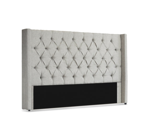 Bed Head Winged Headboard - Milano Royale Light Grey Fabric (Super King, King, Queen)