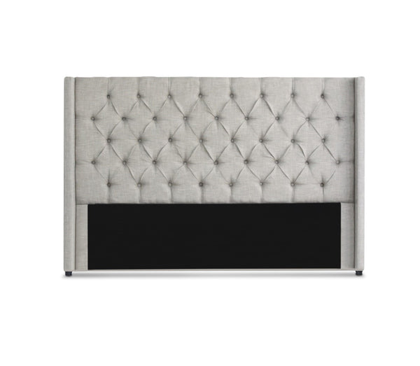 Bed Head Winged Headboard - Milano Royale Light Grey Fabric (Super King, King, Queen)