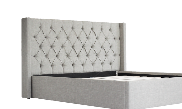 Bed Frame (Super King, King, Queen) - Milano Royale (Light Grey Fabric)