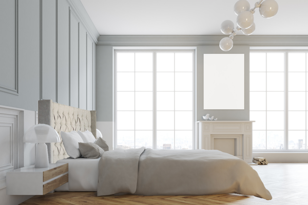 Bed Frame (Super King, King, Queen) - Milano Royale (Light Grey Fabric)