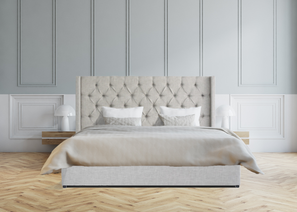 Bed Frame (Super King, King, Queen) - Milano Royale (Light Grey Fabric)