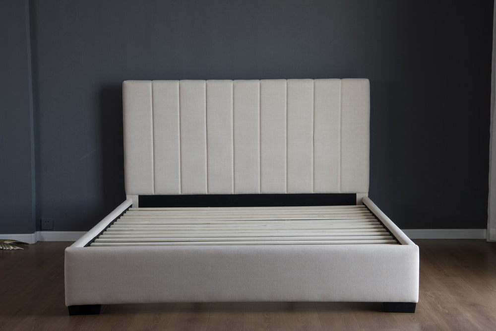 *NEW* Coastal Luxe Linen Bed Frame & Mattress Bundle (Super King, King, Queen) - Sandy Beige
