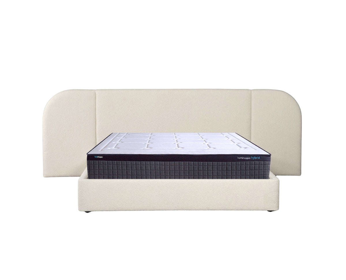 Extended Bed Frame & Mattress Bundle (Super King, King, Queen) - Sophie Ivory Bouclé