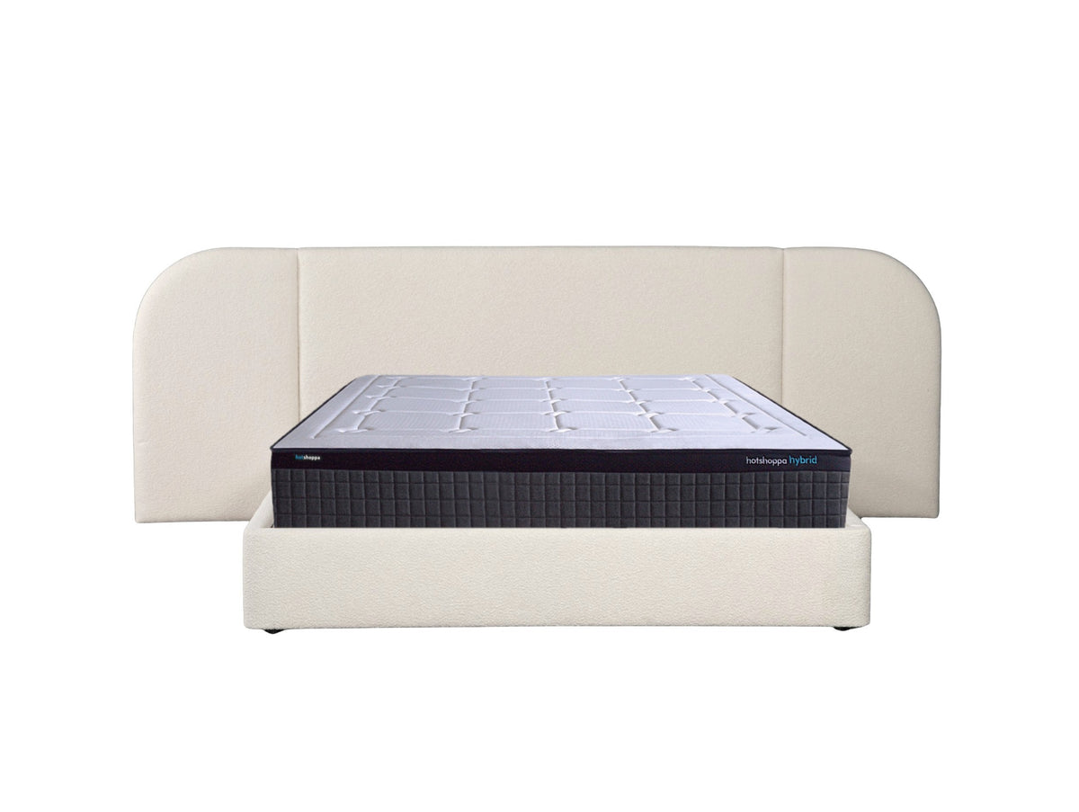 Extended Bed Frame & Mattress Bundle (Super King, King, Queen) - Sophie Ivory Bouclé