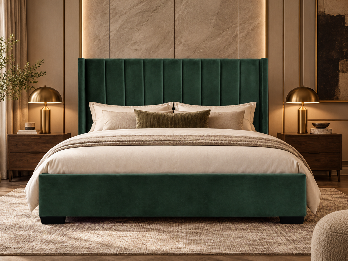 Bed Frame and Mattress Bundle (Super King, King, Queen) - Mayfair Green Velvet Bundle