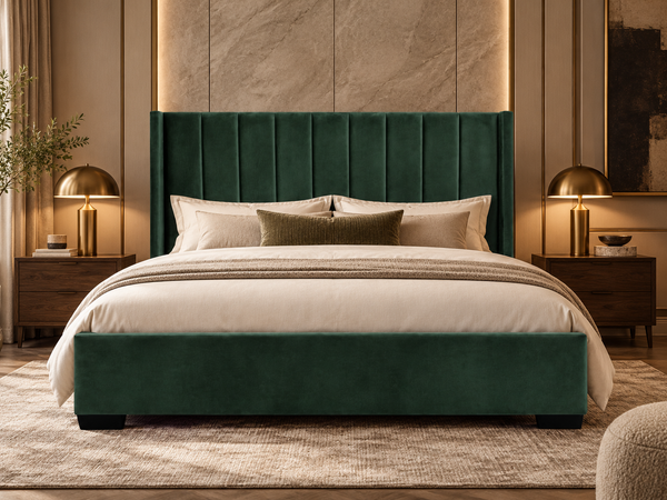 Bed Frame and Mattress Bundle (Super King, King, Queen) - Mayfair Green Velvet Bundle
