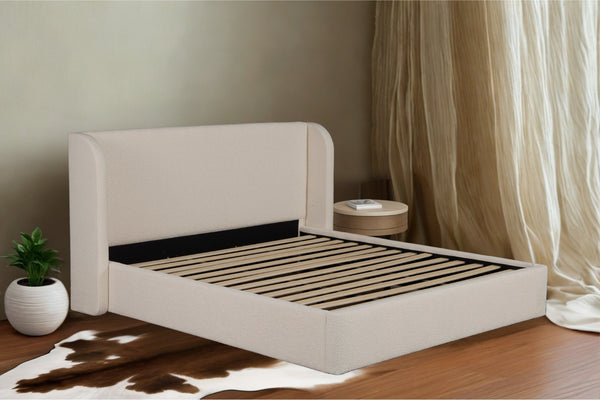 Winged Bed Frame & Mattress Bundle (Super King, King, Queen) - Sophie Warm-Ivory Bouclé