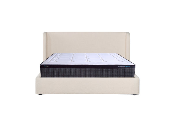 Winged Bed Frame & Mattress Bundle (Super King, King, Queen) - Sophie Warm-Ivory Bouclé