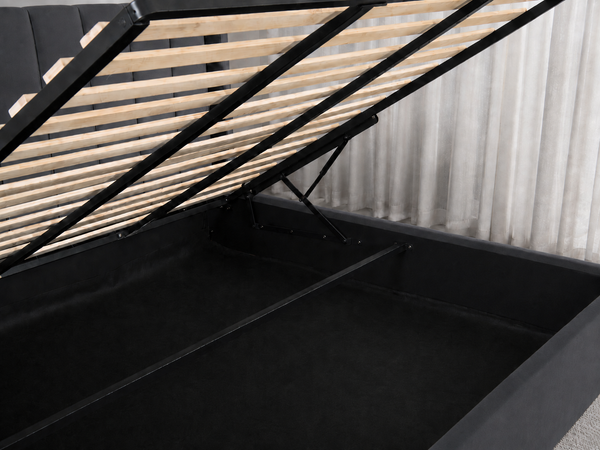 Gas Lift Bed Frame (Super King, King, Queen, Double) - Mayfair Charcoal Velvet