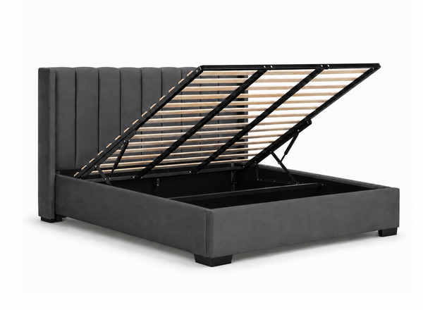 Gas Lift Bed Frame (Super King, King, Queen, Double) - Mayfair Charcoal Velvet