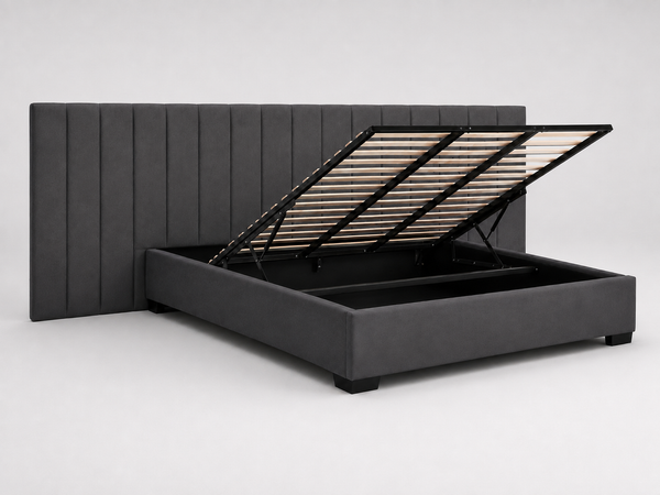 Gas Lift Extended Bed Frame (Super King, King, Queen, Double) - Mayfair Charcoal Velvet