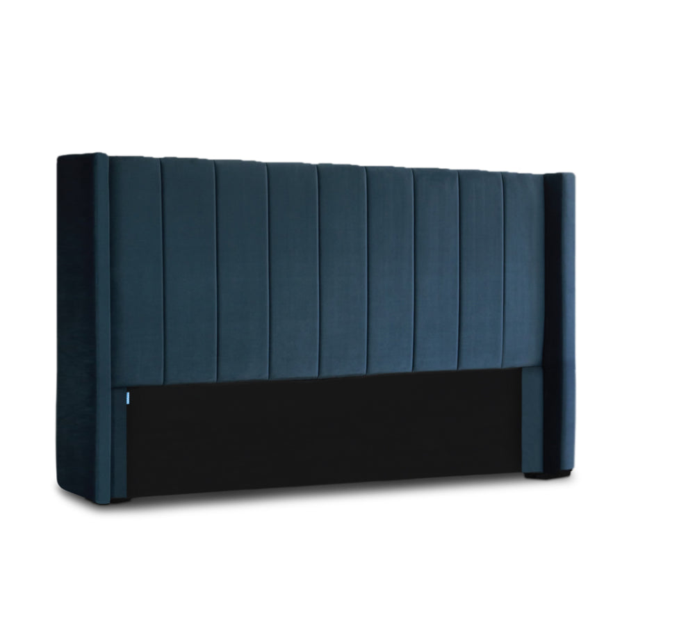 Bed Head Winged Headboard (Super King, King, Queen, Double) - Mayfair Blue Velvet