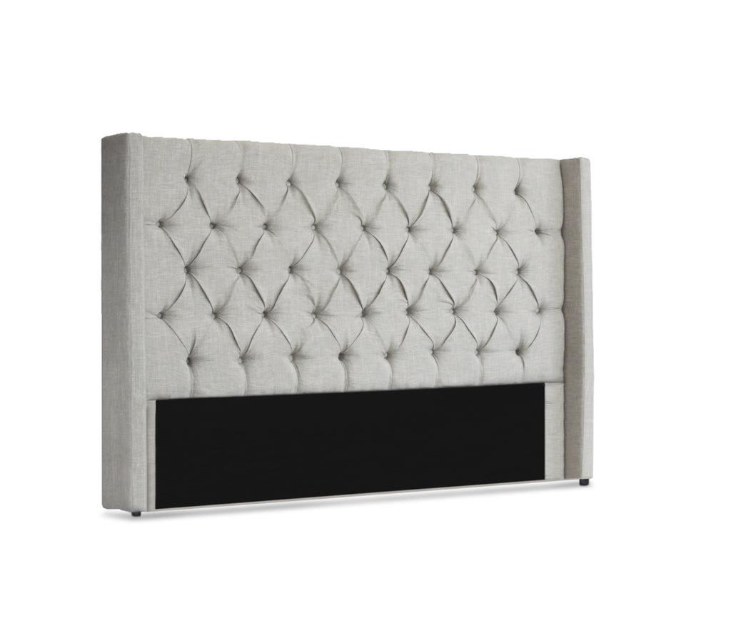 Bed Head Winged Headboard - Milano Royale Light Grey (Super King, King, Queen)